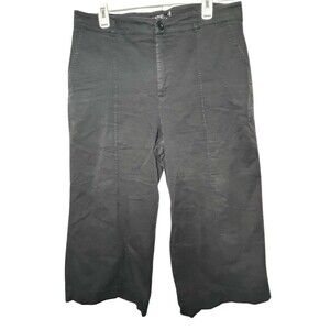 Lauren Ralph Lauren Wide Leg Cropped Pants Women's Size 14 Black Cotton